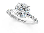 Round Cut Diamond Solitaire Ring in White gold with Shared Prong Marquise and Round Side Stones_7