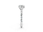 Round Cut Diamond Solitaire Ring in White gold with Shared Prong Marquise and Round Side Stones_8