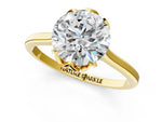 Round Cut Diamond Solitaire Ring in Yellow gold with Flower Prong Setting_25