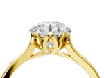 Round Cut Diamond Solitaire Ring in Yellow gold with Flower Prong Setting_28