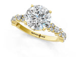 Round Cut Diamond Solitaire Ring in Yellow gold with Pear and Round Cluster Band_1