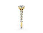 Round Cut Diamond Solitaire Ring in Yellow gold with Pear and Round Cluster Band_14