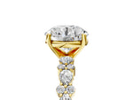 Round Cut Diamond Solitaire Ring in Yellow gold with Pear and Round Cluster Band_17
