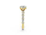Round Cut Diamond Solitaire Ring in Yellow gold with Pear and Round Cluster Band_2