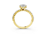 Round Cut Diamond Solitaire Ring in Yellow gold with Pear and Round Cluster Band_3