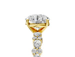 Round Cut Diamond Solitaire Ring in Yellow gold with Pear and Round Cluster Band_5