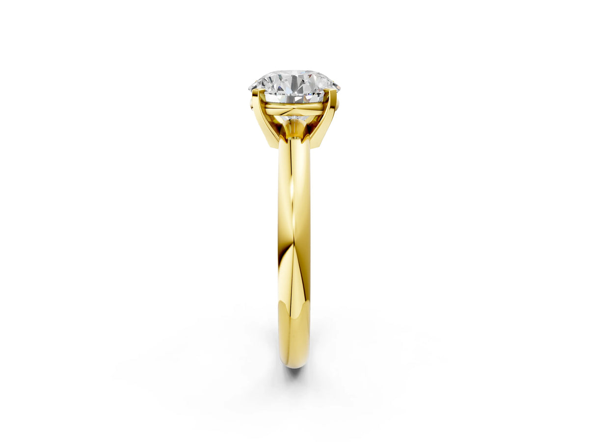 Round Cut Diamond Solitaire Ring in Yellow gold with Prong Setting and Rounded Band_14