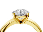 Round Cut Diamond Solitaire Ring in Yellow gold with Prong Setting and Rounded Band_16