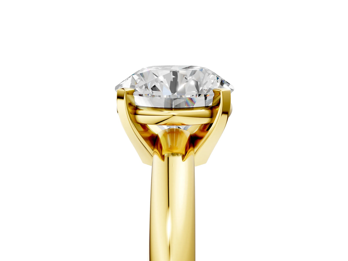 Round Cut Diamond Solitaire Ring in Yellow gold with Prong Setting and Rounded Band_17