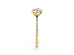 Round Cut Diamond Solitaire Ring in Yellow gold with Round Pavé Band_2