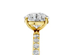Round Cut Diamond Solitaire Ring in Yellow gold with Round Pavé Band_5