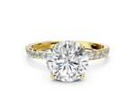 Round Cut Diamond Solitaire Ring in Yellow gold with Round Shared Prong Pavé Band_12