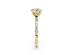 Round Cut Diamond Solitaire Ring in Yellow gold with Round Shared Prong Pavé Band_14