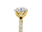 Round Cut Diamond Solitaire Ring in Yellow gold with Round Shared Prong Pavé Band_17