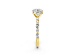 Round Cut Diamond Solitaire Ring in Yellow gold with Shared Prong Marquise and Round Side Stones_14
