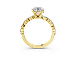 Round Cut Diamond Solitaire Ring in Yellow gold with Shared Prong Marquise and Round Side Stones_15