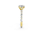 Round Cut Diamond Solitaire Ring in Yellow gold with Shared Prong Marquise and Round Side Stones_50