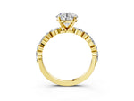 Round Cut Diamond Solitaire Ring in Yellow gold with Shared Prong Marquise and Round Side Stones_51
