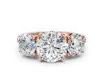 Round Cut Diamond Trellis Three-Stone Engagement Ring in Rose gold with Round Side Stones_18