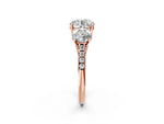 Round Cut Diamond Trellis Three-Stone Engagement Ring in Rose gold with Round Side Stones_20