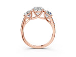Round Cut Diamond Trellis Three-Stone Engagement Ring in Rose gold with Round Side Stones_21