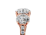 Round Cut Diamond Trellis Three-Stone Engagement Ring in Rose gold with Round Side Stones_23
