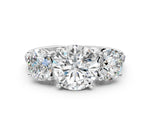 Round Cut Diamond Trellis Three-Stone Engagement Ring in White gold with Round Side Stones_18