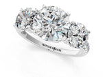 Round Cut Diamond Trellis Three-Stone Engagement Ring in White gold with Round Side Stones_19