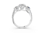 Round Cut Diamond Trellis Three-Stone Engagement Ring in White gold with Round Side Stones_21