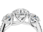 Round Cut Diamond Trellis Three-Stone Engagement Ring in White gold with Round Side Stones_22