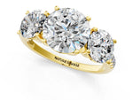 Round Cut Diamond Trellis Three-Stone Engagement Ring in Yellow gold with Round Side Stones_19