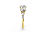 Round Cut Diamond Trellis Three-Stone Engagement Ring in Yellow gold with Round Side Stones_20