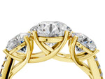 Round Cut Diamond Trellis Three-Stone Engagement Ring in Yellow gold with Round Side Stones_22