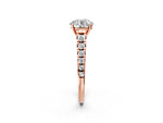 Round Cut Diamond Vintage Scroll Solitaire Ring in Rose gold with Graduated Round Side Stones_14