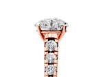 Round Cut Diamond Vintage Scroll Solitaire Ring in Rose gold with Graduated Round Side Stones_17