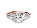 Round Cut Diamond Vintage Scroll Solitaire Ring in Rose gold with Graduated Round Side Stones_18