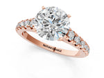 Round Cut Diamond Vintage Scroll Solitaire Ring in Rose gold with Graduated Round Side Stones_19