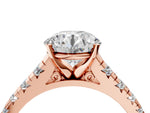 Round Cut Diamond Vintage Scroll Solitaire Ring in Rose gold with Graduated Round Side Stones_40