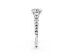 Round Cut Diamond Vintage Scroll Solitaire Ring in White gold with Graduated Round Side Stones_14
