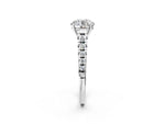 Round Cut Diamond Vintage Scroll Solitaire Ring in White gold with Graduated Round Side Stones_26