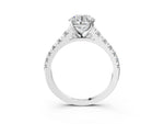 Round Cut Diamond Vintage Scroll Solitaire Ring in White gold with Graduated Round Side Stones_27
