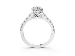 Round Cut Diamond Vintage Scroll Solitaire Ring in White gold with Graduated Round Side Stones_3
