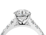 Round Cut Diamond Vintage Scroll Solitaire Ring in White gold with Graduated Round Side Stones_4