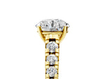 Round Cut Diamond Vintage Scroll Solitaire Ring in Yellow gold with Graduated Round Side Stones_11