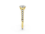 Round Cut Diamond Vintage Scroll Solitaire Ring in Yellow gold with Graduated Round Side Stones_2