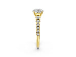 Round Cut Diamond Vintage Scroll Solitaire Ring in Yellow gold with Graduated Round Side Stones_26