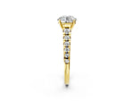 Round Cut Diamond Vintage Scroll Solitaire Ring in Yellow gold with Graduated Round Side Stones_8