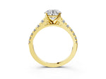 Round Cut Diamond Vintage Scroll Solitaire Ring in Yellow gold with Graduated Round Side Stones_9