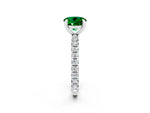Round Cut Emerald Pavé Solitaire Ring in Platinum with Round Pavé Band and Prong Setting_2
