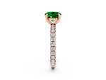 Round Cut Emerald Pavé Solitaire Ring in Rose gold with Round Pavé Band and Prong Setting_2